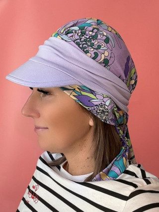 Wiskozowy turban z daszkiem - fiolet