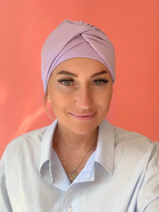 Turban bawełniany liliowy